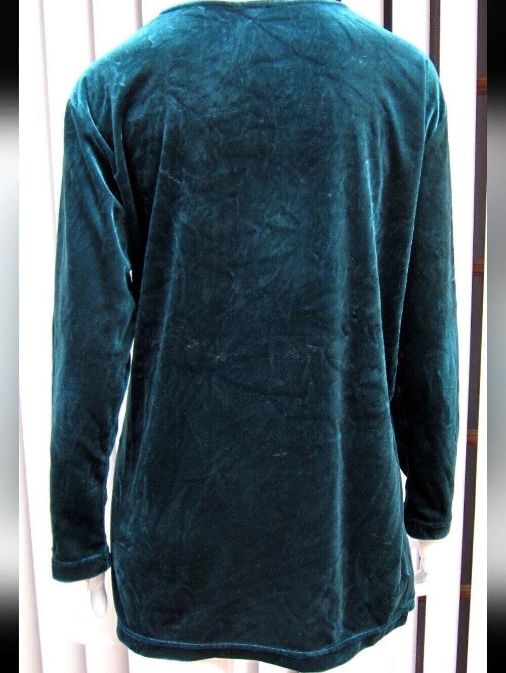 Diane Von Furstenberg Womens Green Vintage Velour Embroidered Blouse Sz L - Picture 4 of 9